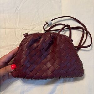 Burgundy Woven Dumpling Bag